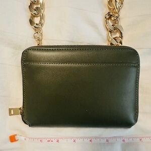 Anthropologie Green Crossbody Bag with Gold Chain